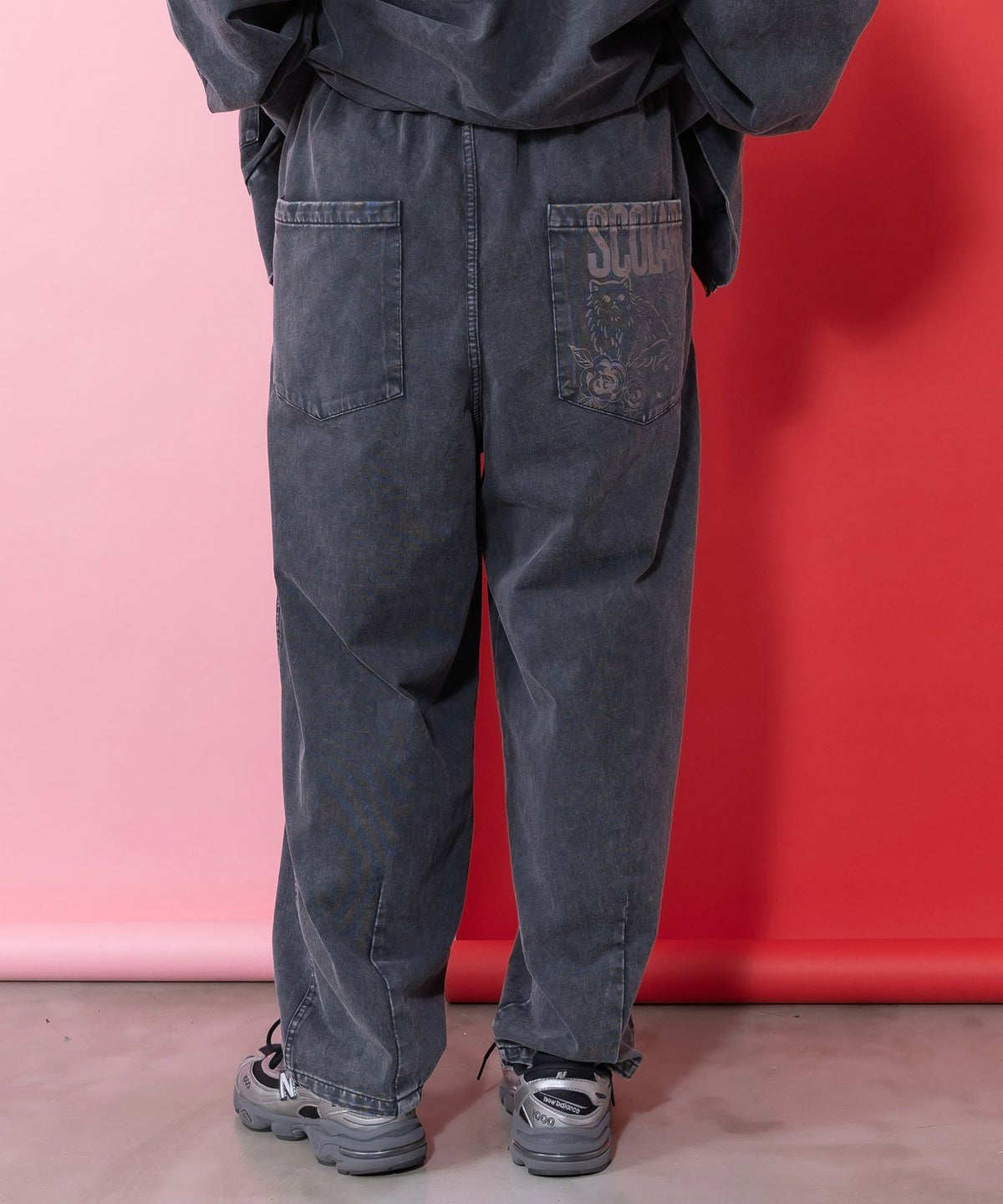 チョーク風柄コクーンパンツ-4