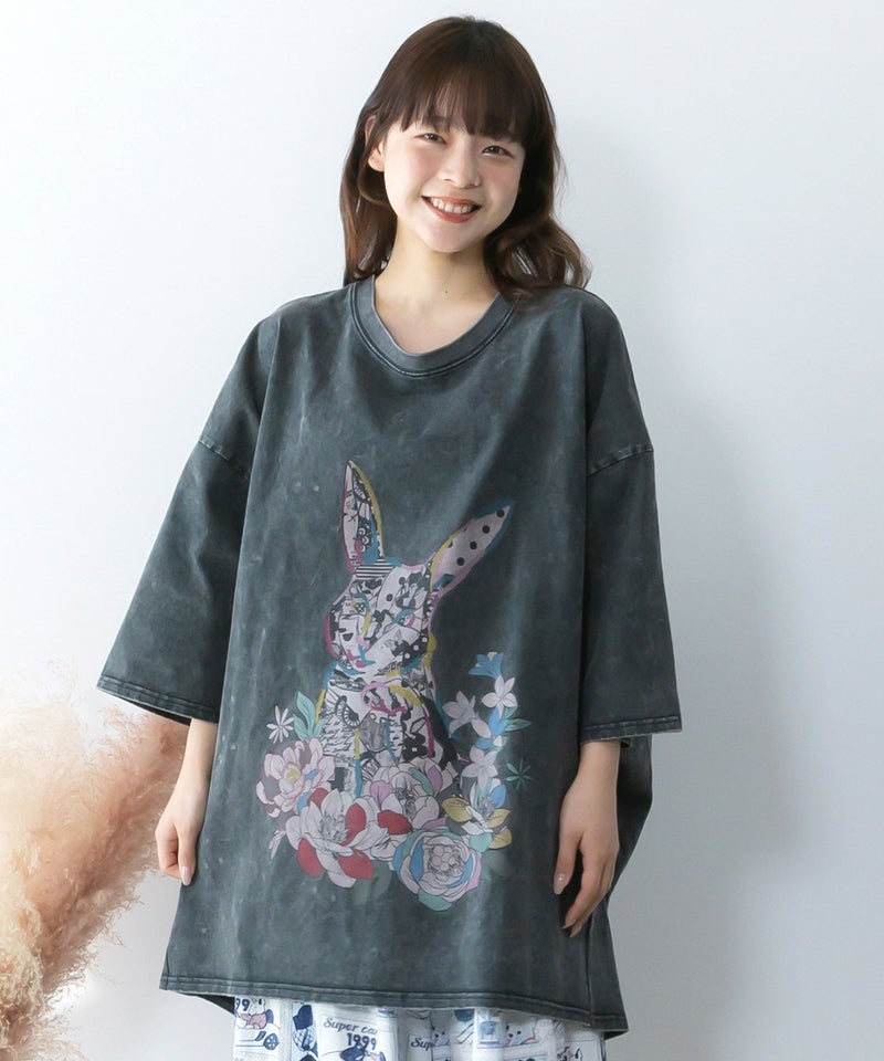 パッチワークウサギ柄ヴィンテージ風プルオーバー-3