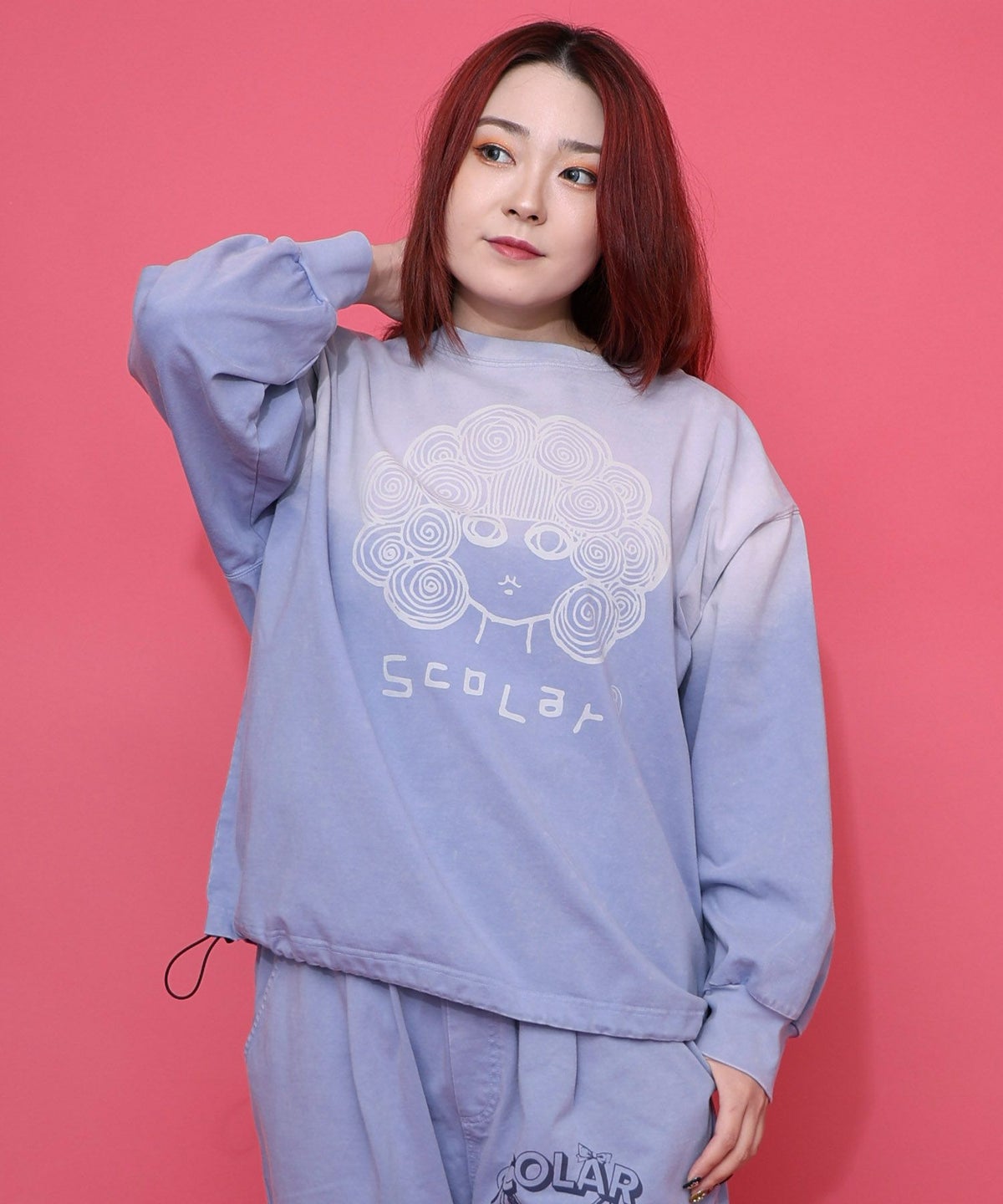 スカラーちゃん柄ヴィンテージ風プルオーバー-3