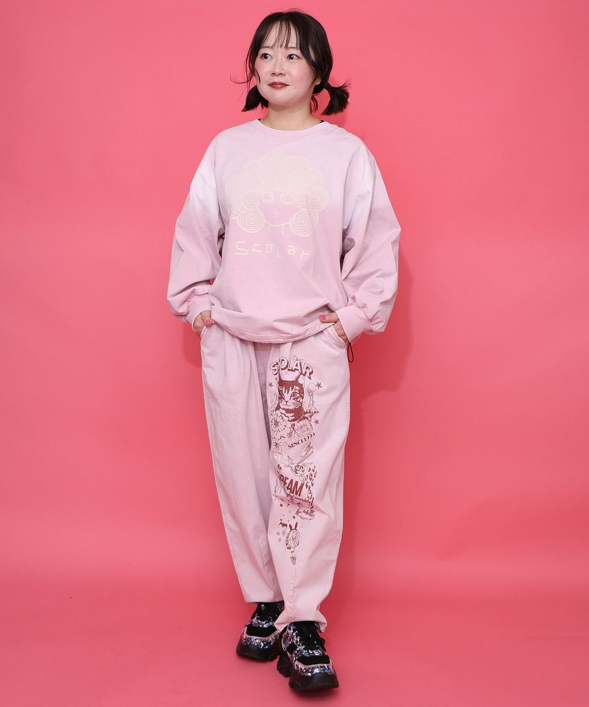 スカラーちゃん柄ヴィンテージ風プルオーバー-10