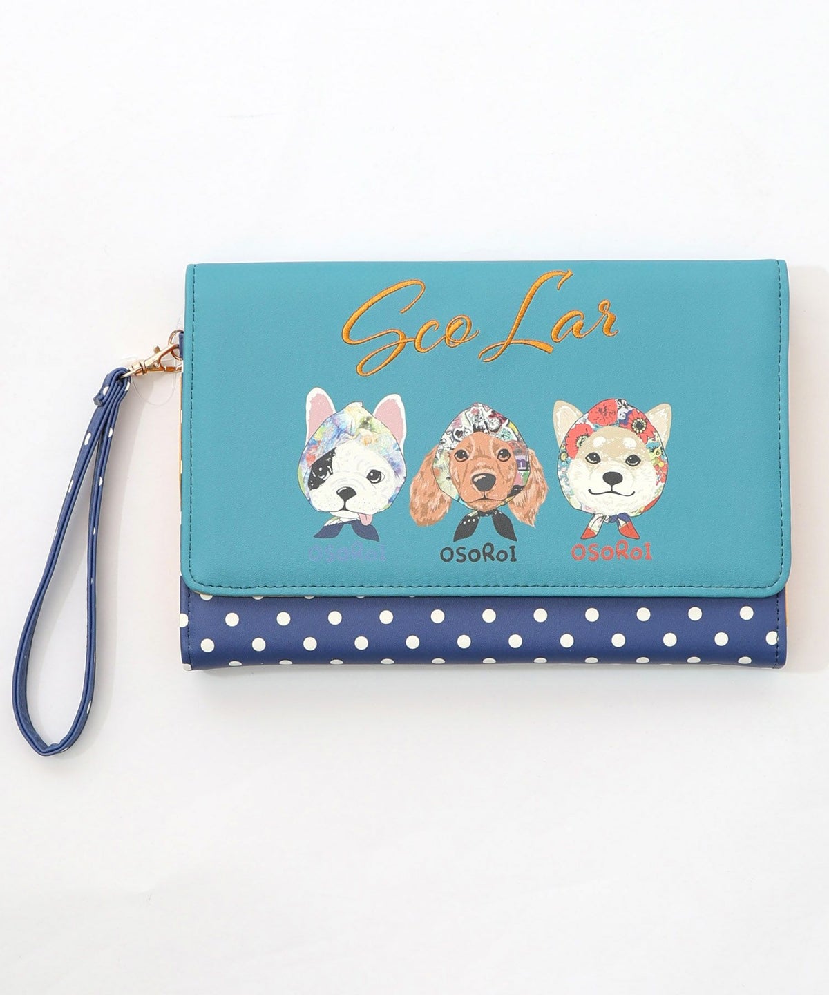 頭巾わんちゃん×ドット柄 ロゴ刺繍入りマルチケース-10