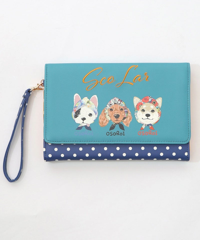 頭巾わんちゃん×ドット柄 ロゴ刺繍入りマルチケース-14