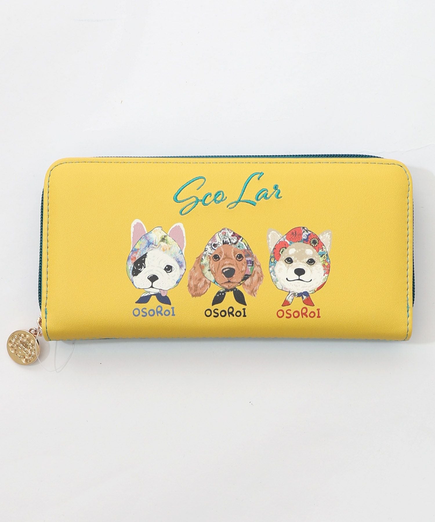 SC81-11：頭巾わんちゃん×ドット柄 ロゴ刺繍入り長財布の通販-ScoLar