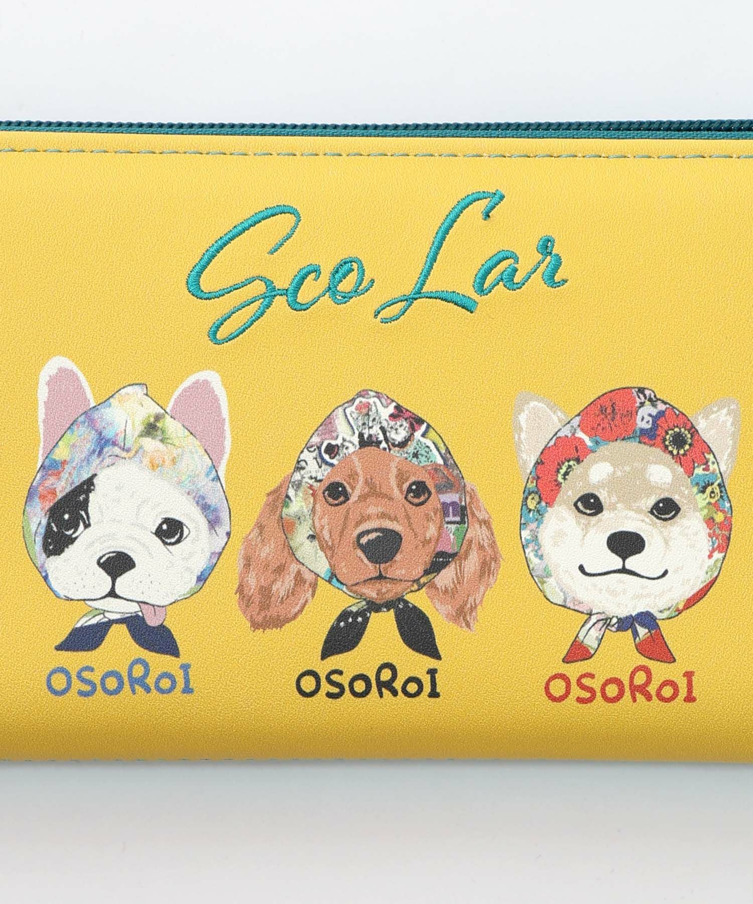 SC81-11：頭巾わんちゃん×ドット柄 ロゴ刺繍入り長財布の通販-ScoLar