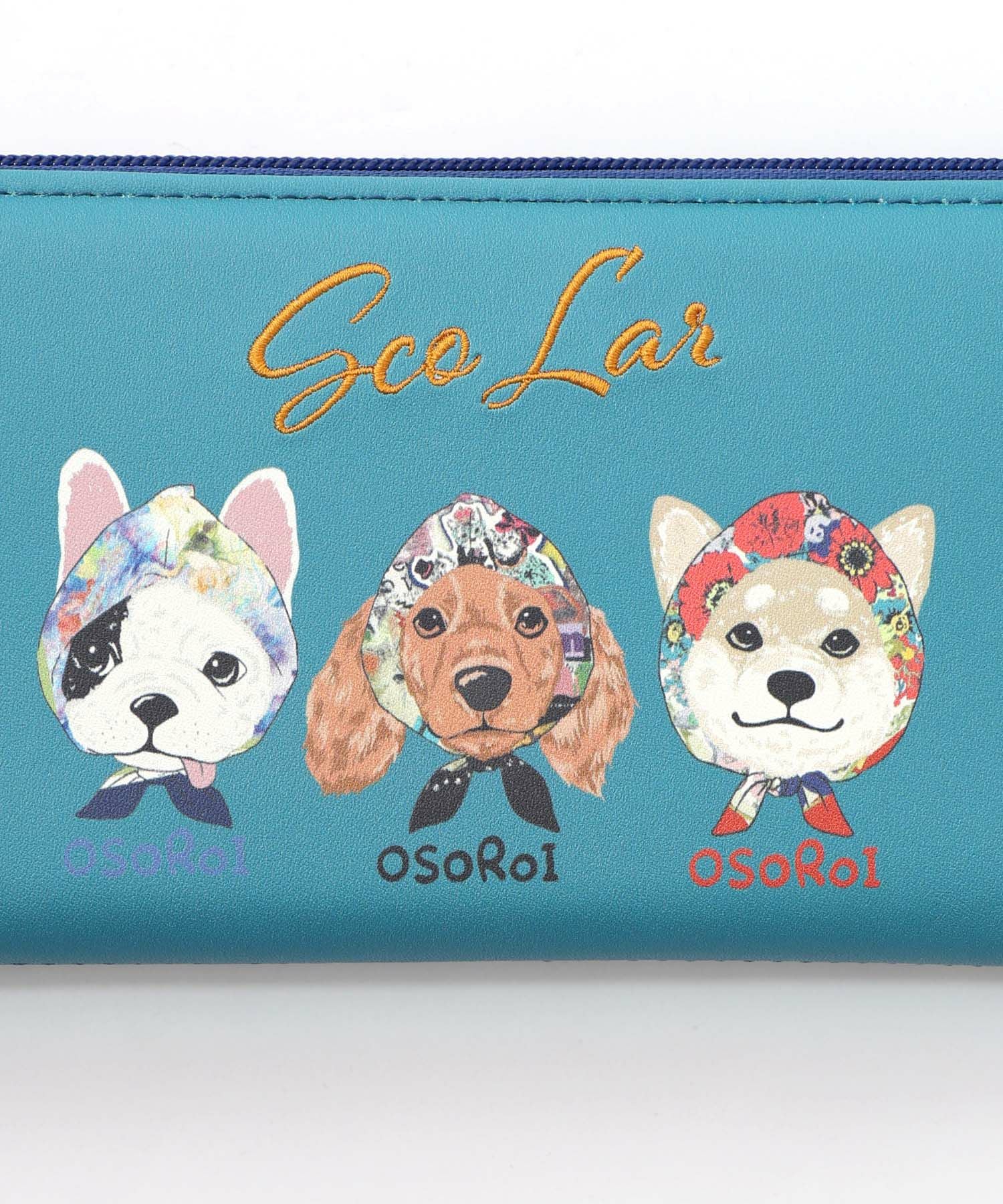 SC81-11：頭巾わんちゃん×ドット柄 ロゴ刺繍入り長財布の通販-ScoLar