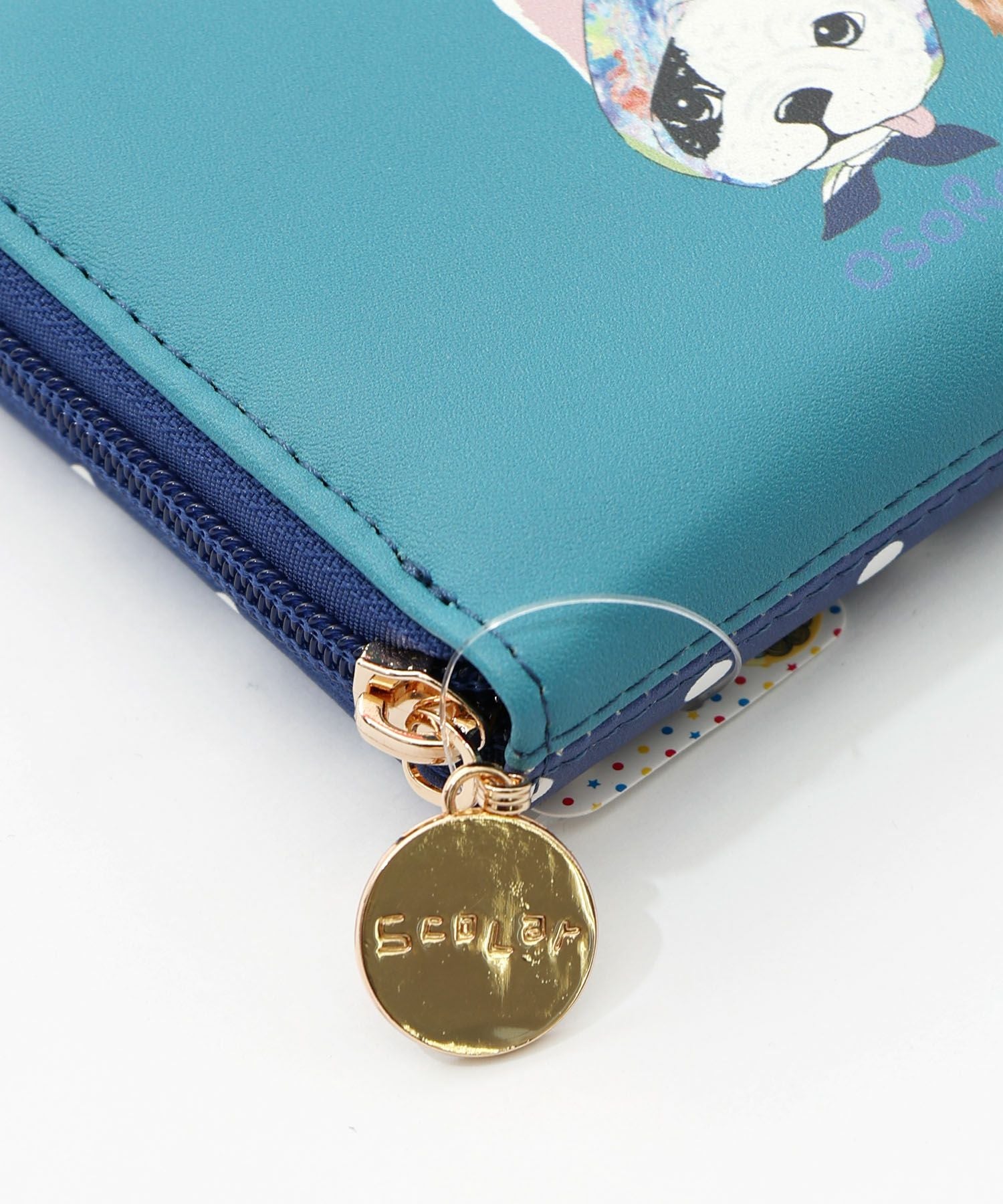 SC81-11：頭巾わんちゃん×ドット柄 ロゴ刺繍入り長財布の通販-ScoLar