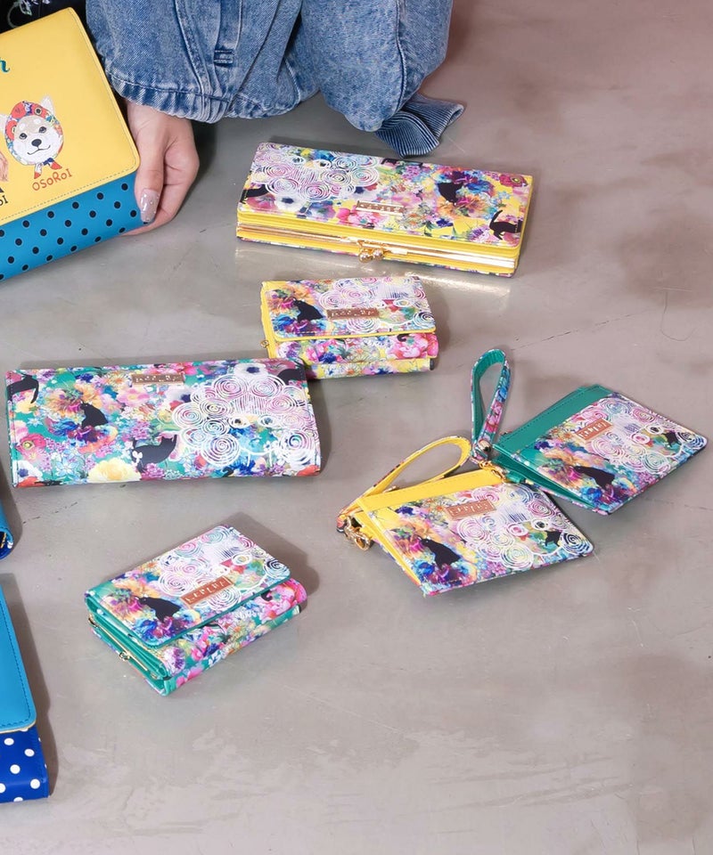 黒ネコ×スカラーちゃん 花柄長財布-18