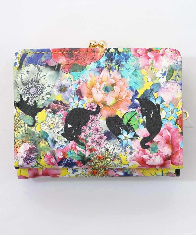 黒ネコ×スカラーちゃん 花柄口金財布-4
