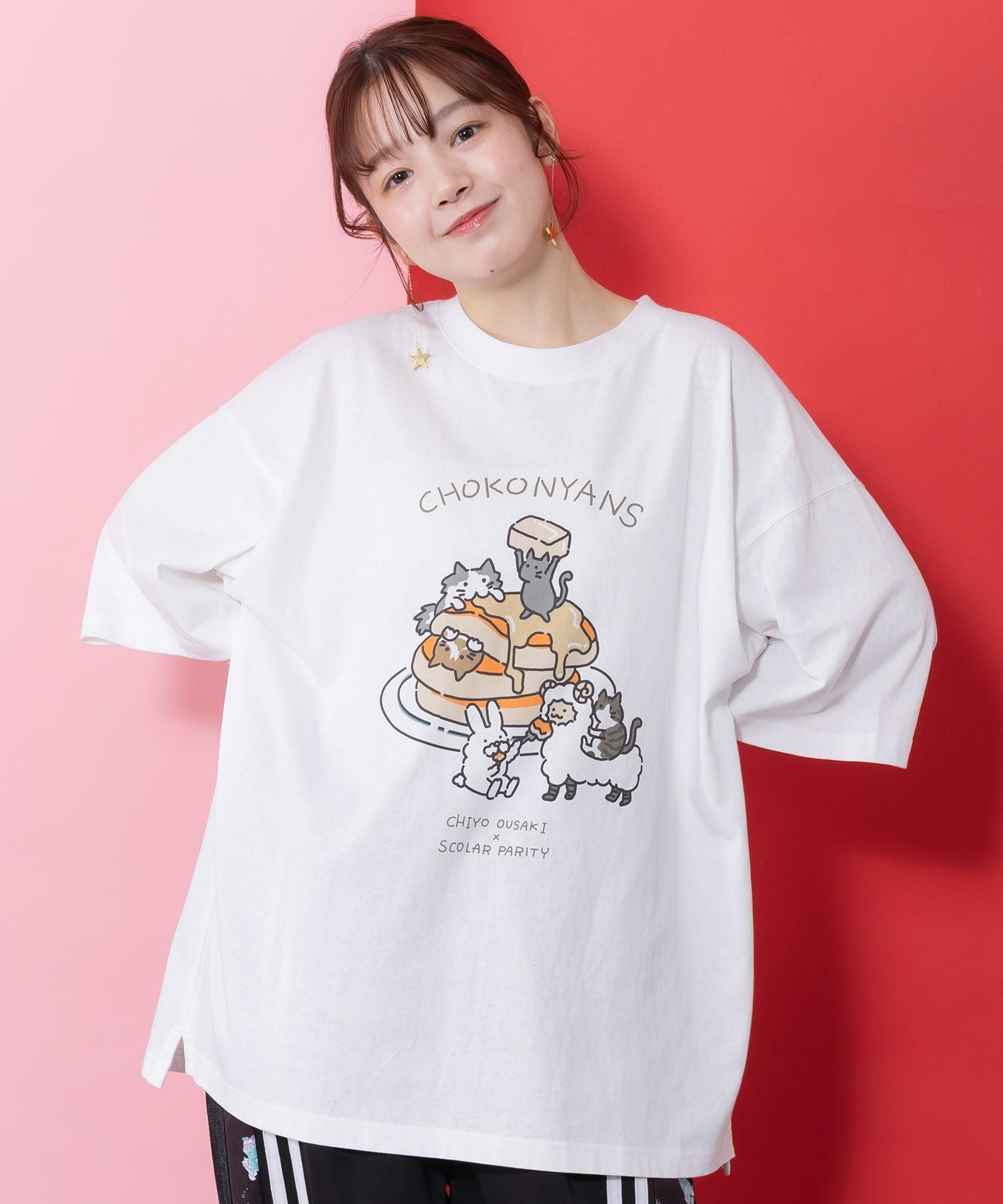 361110：桜咲千依さんコラボ第5弾 ちょこにゃんず パンケーキTシャツの