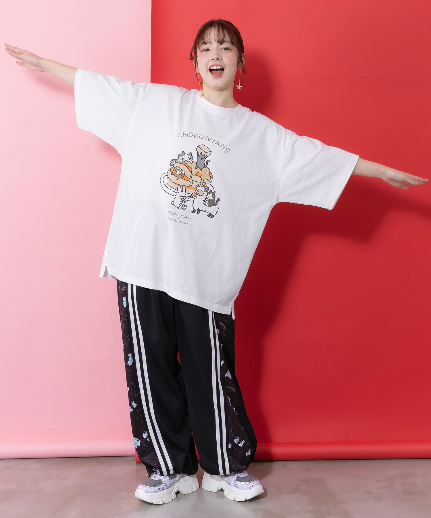 361110：桜咲千依さんコラボ第5弾 ちょこにゃんず パンケーキTシャツの