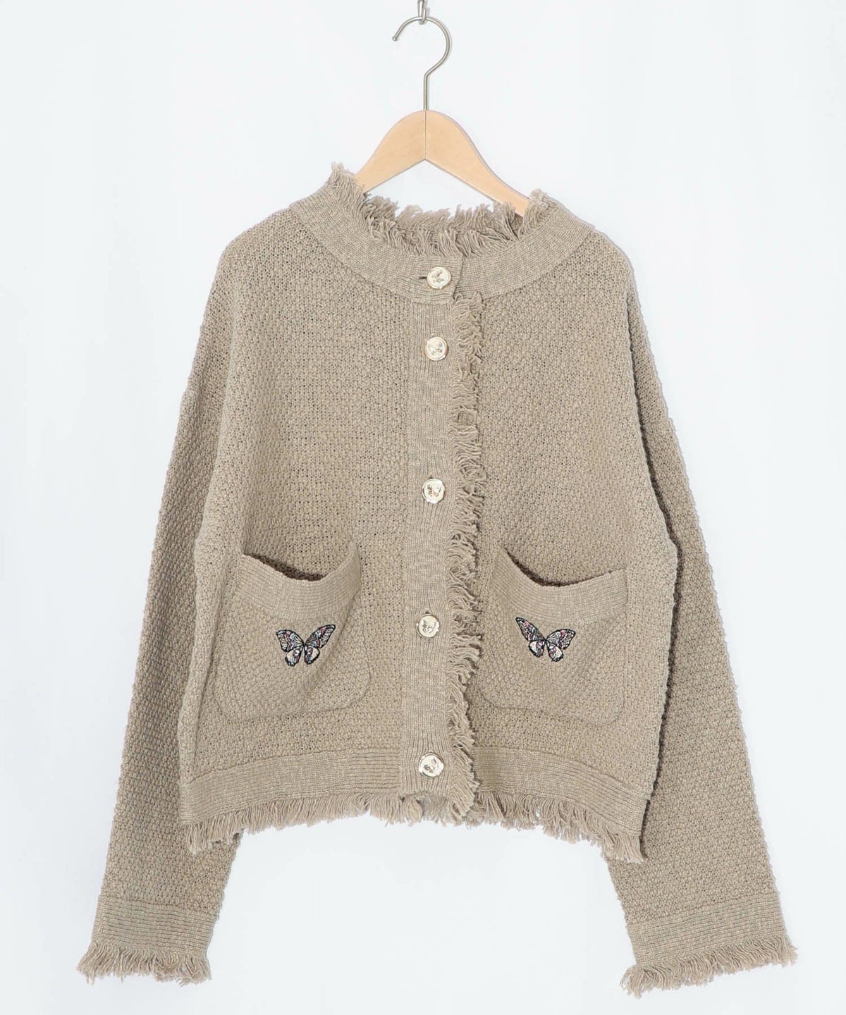 蝶刺繍×蝶ボタン付きニットカーディガン-10