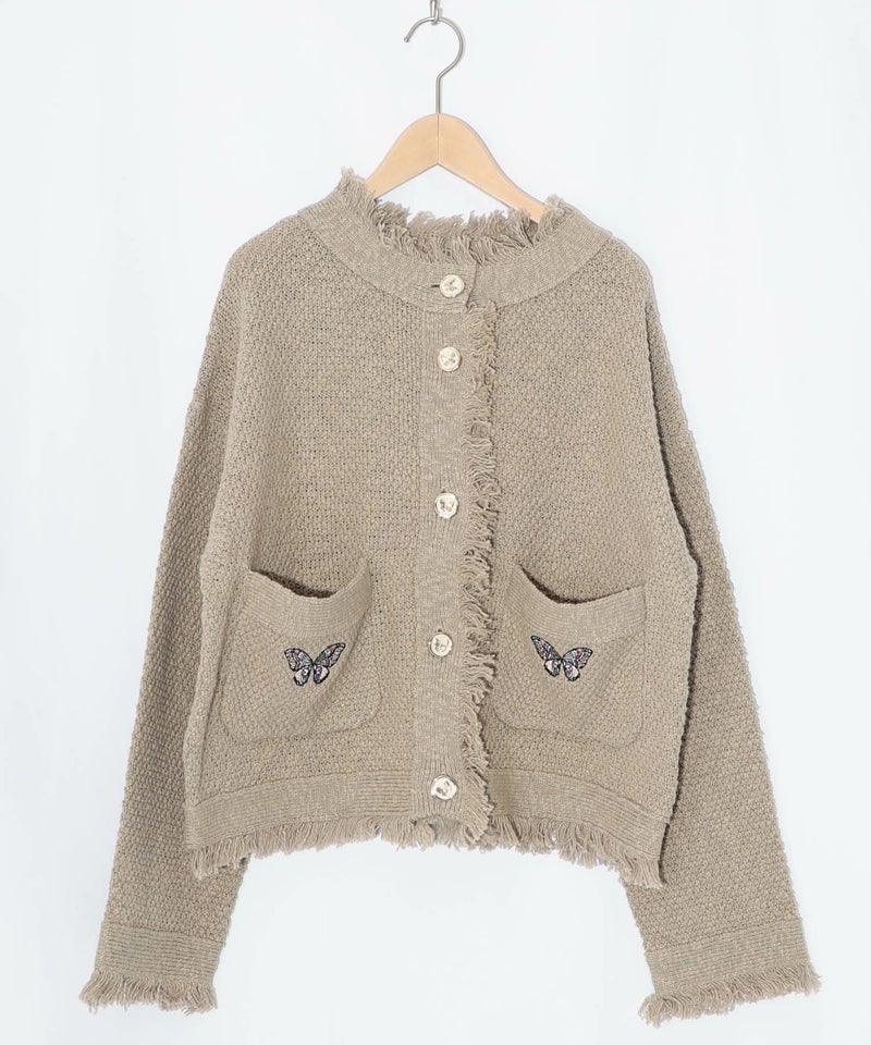 蝶刺繍×蝶ボタン付きニットカーディガン-10