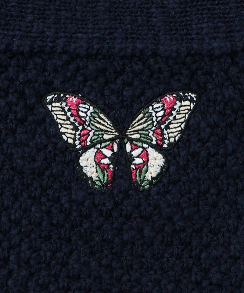 蝶刺繍×蝶ボタン付きニットカーディガン-13