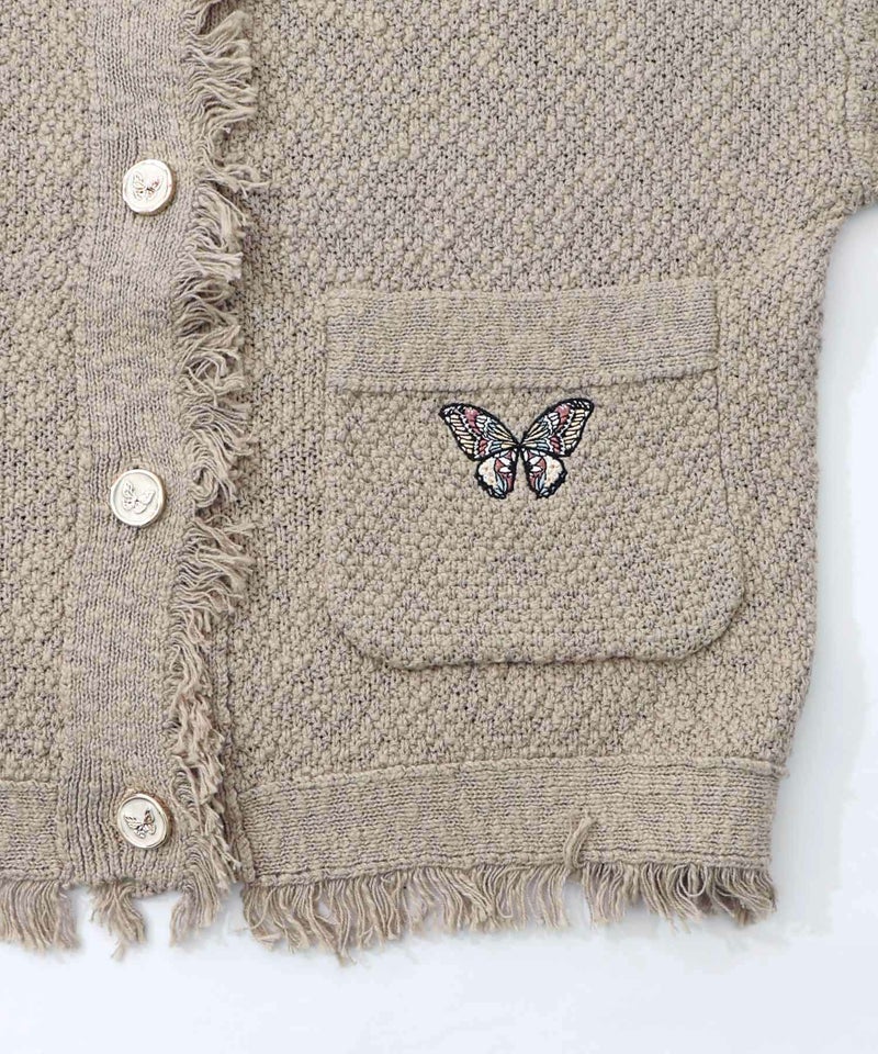 蝶刺繍×蝶ボタン付きニットカーディガン-17