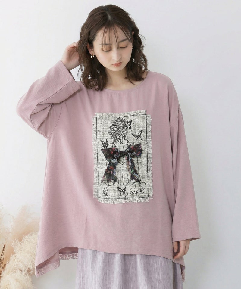 ラメツイード女の子アップリケプルオーバー-1