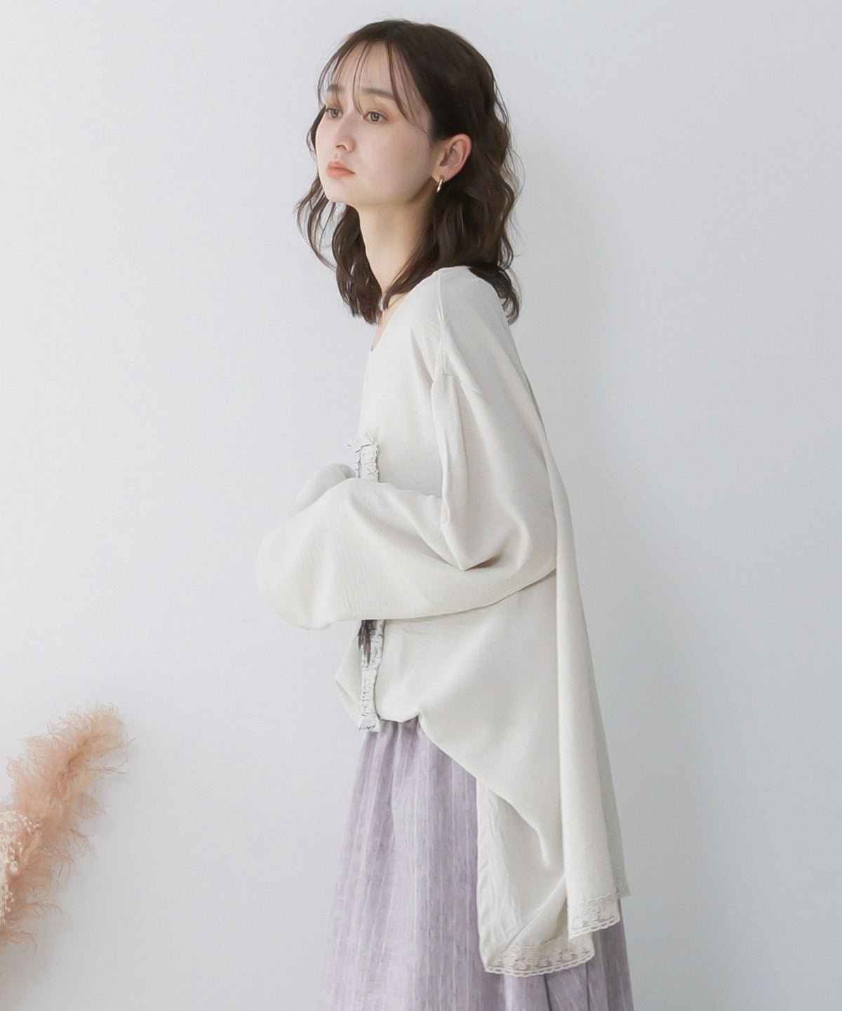 ラメツイード女の子アップリケプルオーバー-3