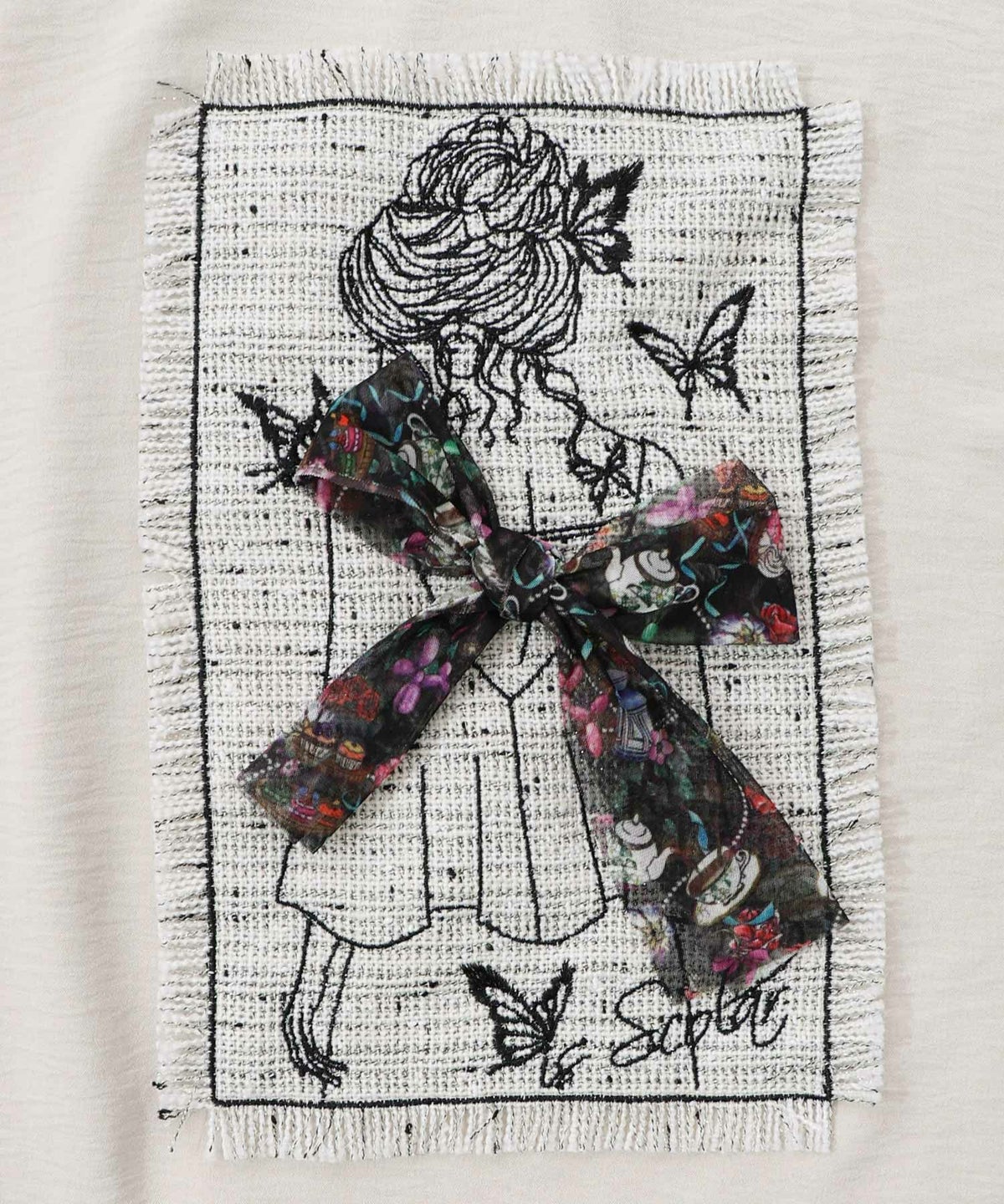 ラメツイード女の子アップリケプルオーバー-11