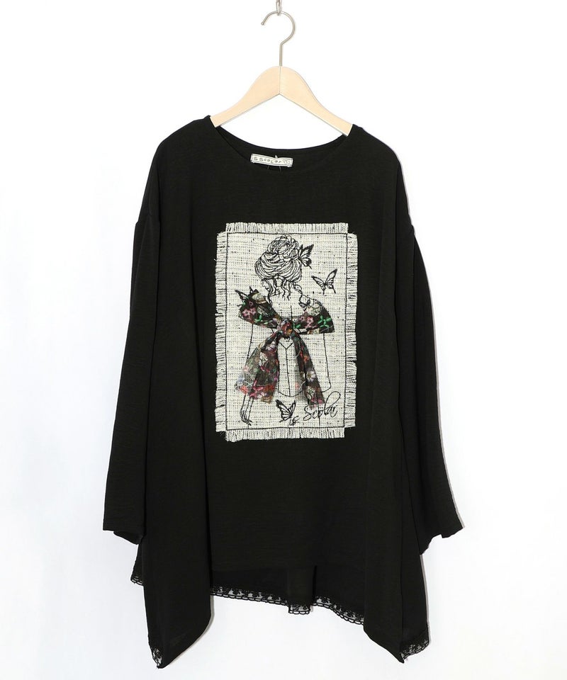 ラメツイード女の子アップリケプルオーバー-12