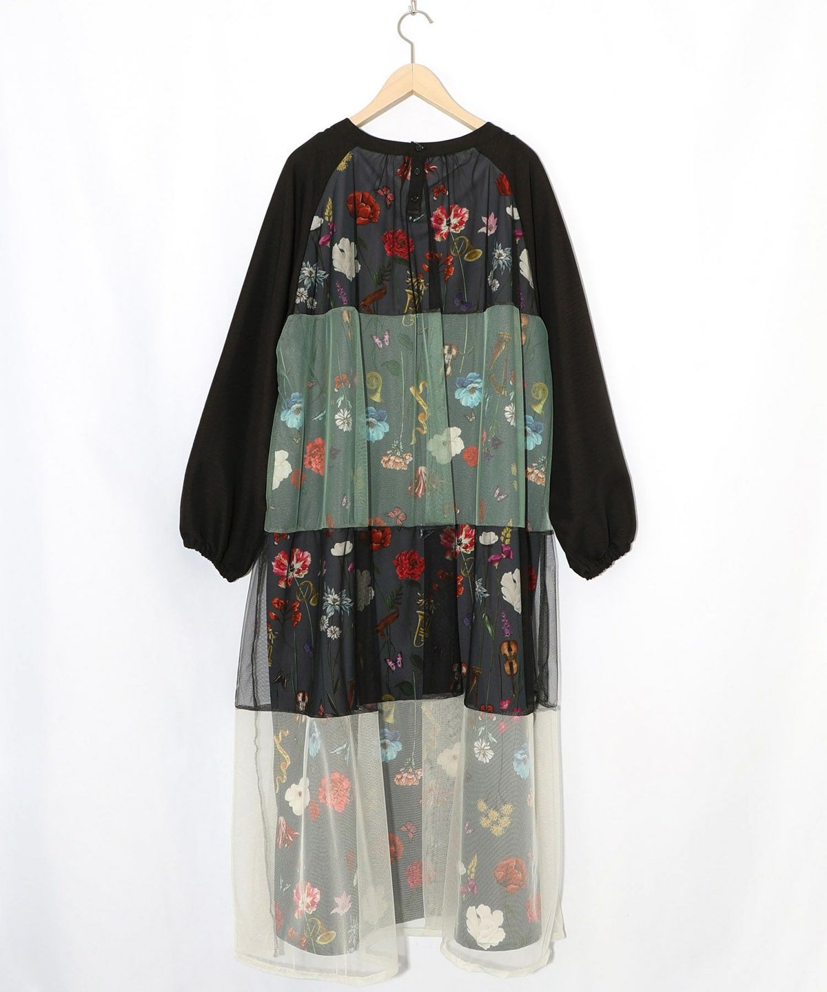 クラシカル花柄チュール重ねワンピース-13