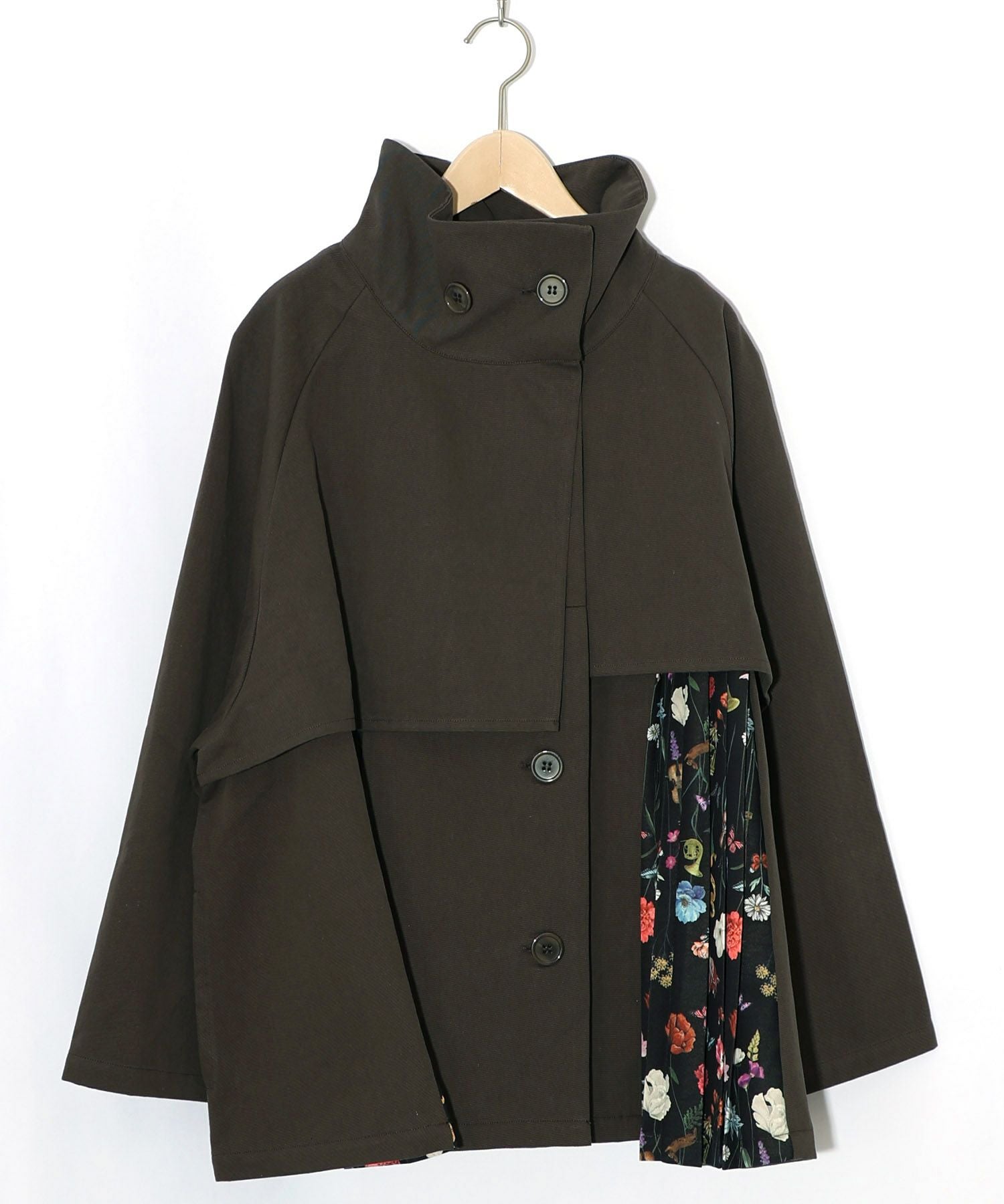 561214：クラシカル柄プリーツ×ツイルトレンチ風コートの通販-ScoLar