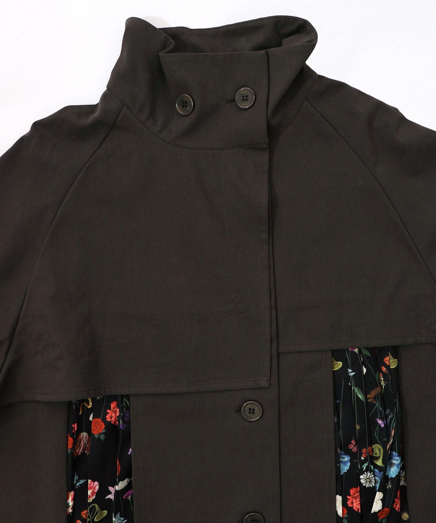 561214：クラシカル柄プリーツ×ツイルトレンチ風コートの通販-ScoLar