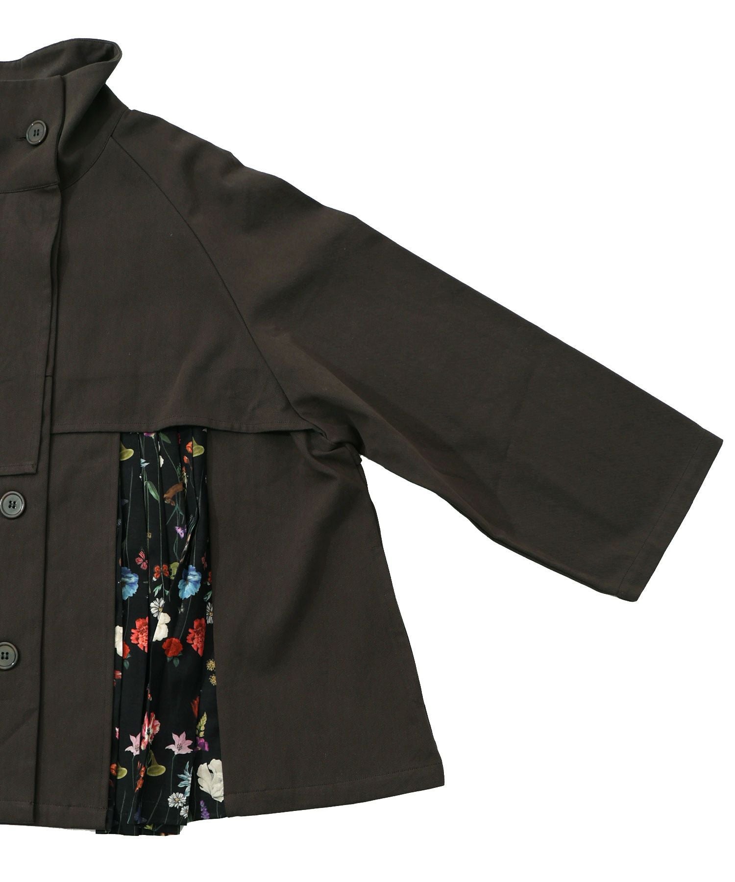 561214：クラシカル柄プリーツ×ツイルトレンチ風コートの通販-ScoLar