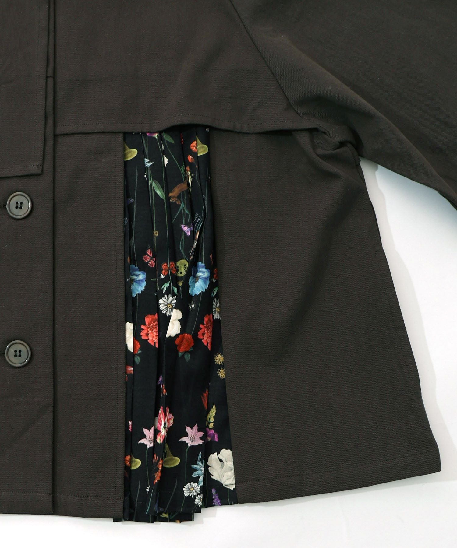 561214：クラシカル柄プリーツ×ツイルトレンチ風コートの通販-ScoLar