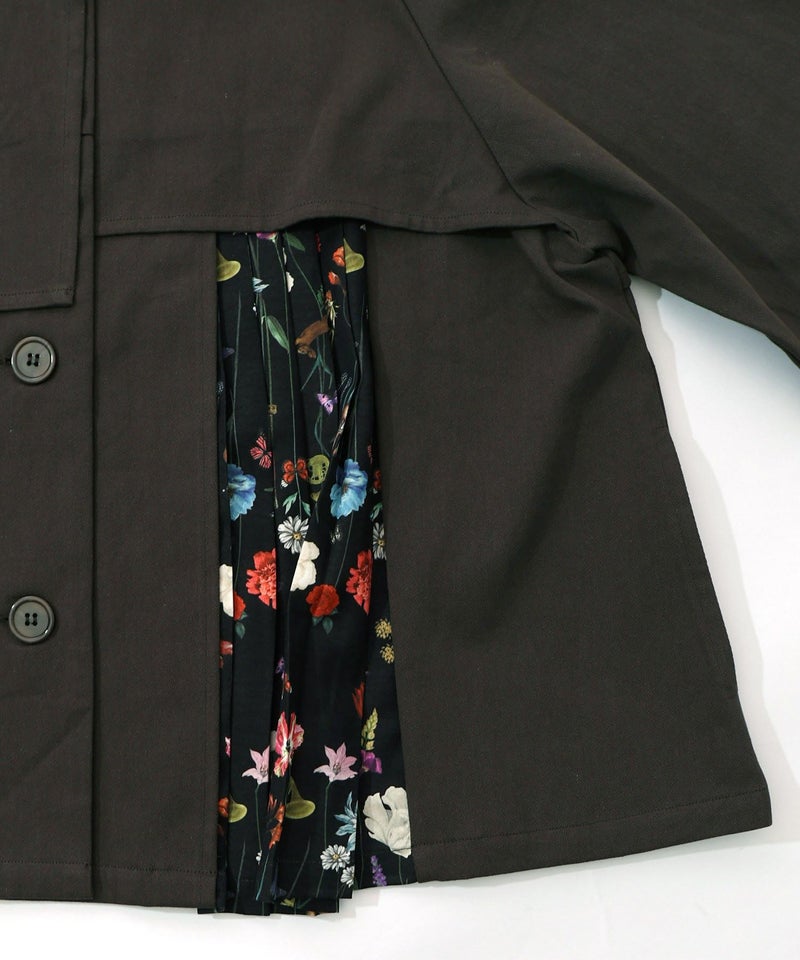 クラシカル柄プリーツ×ツイルトレンチ風コート-20