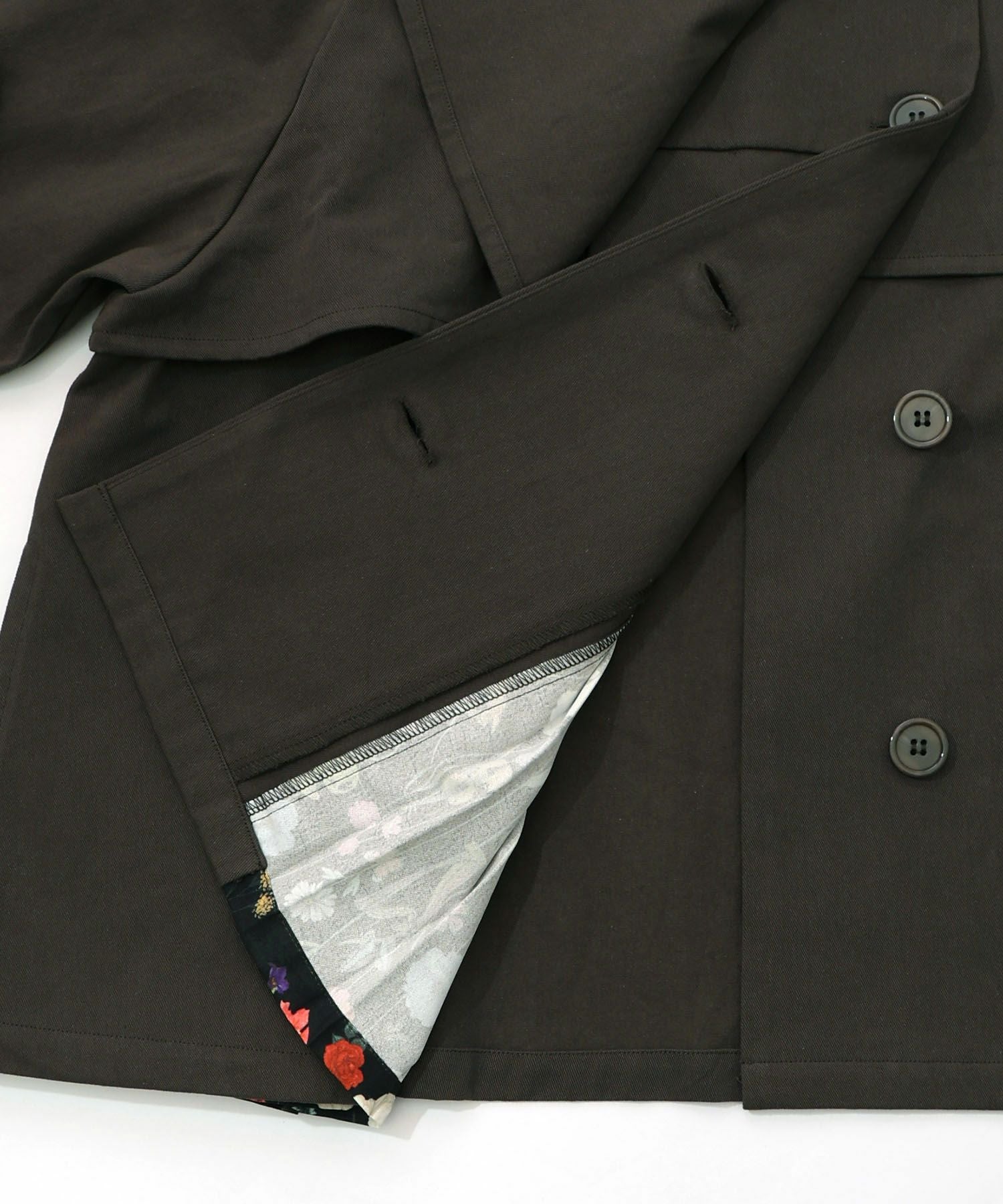 561214：クラシカル柄プリーツ×ツイルトレンチ風コートの通販-ScoLar