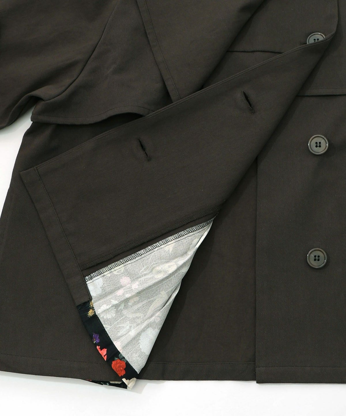 クラシカル柄プリーツ×ツイルトレンチ風コート-21