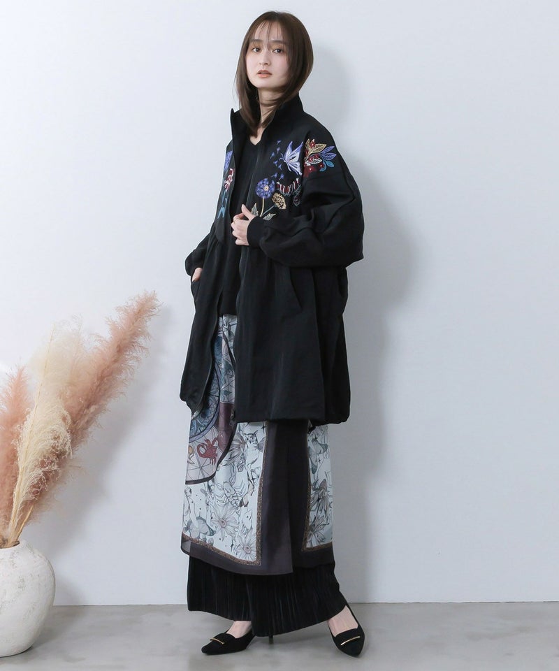 星座ステンドグラス柄シアー×ボドレー素材パンツ-3