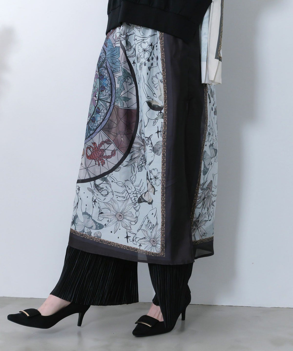 星座ステンドグラス柄シアー×ボドレー素材パンツ-4