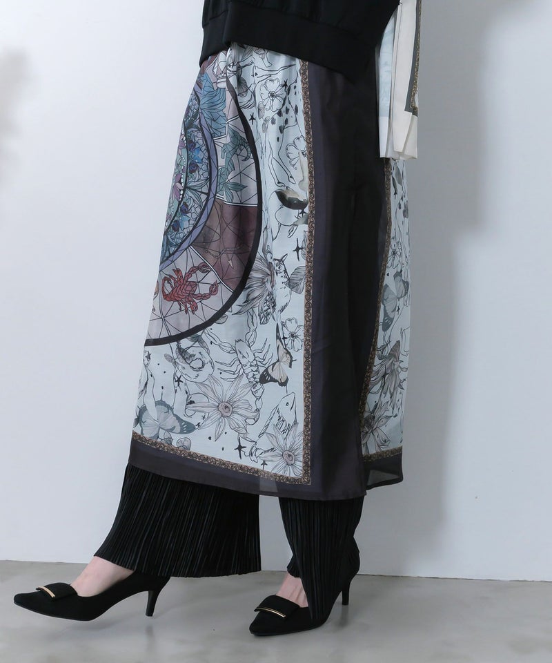 星座ステンドグラス柄シアー×ボドレー素材パンツ-4