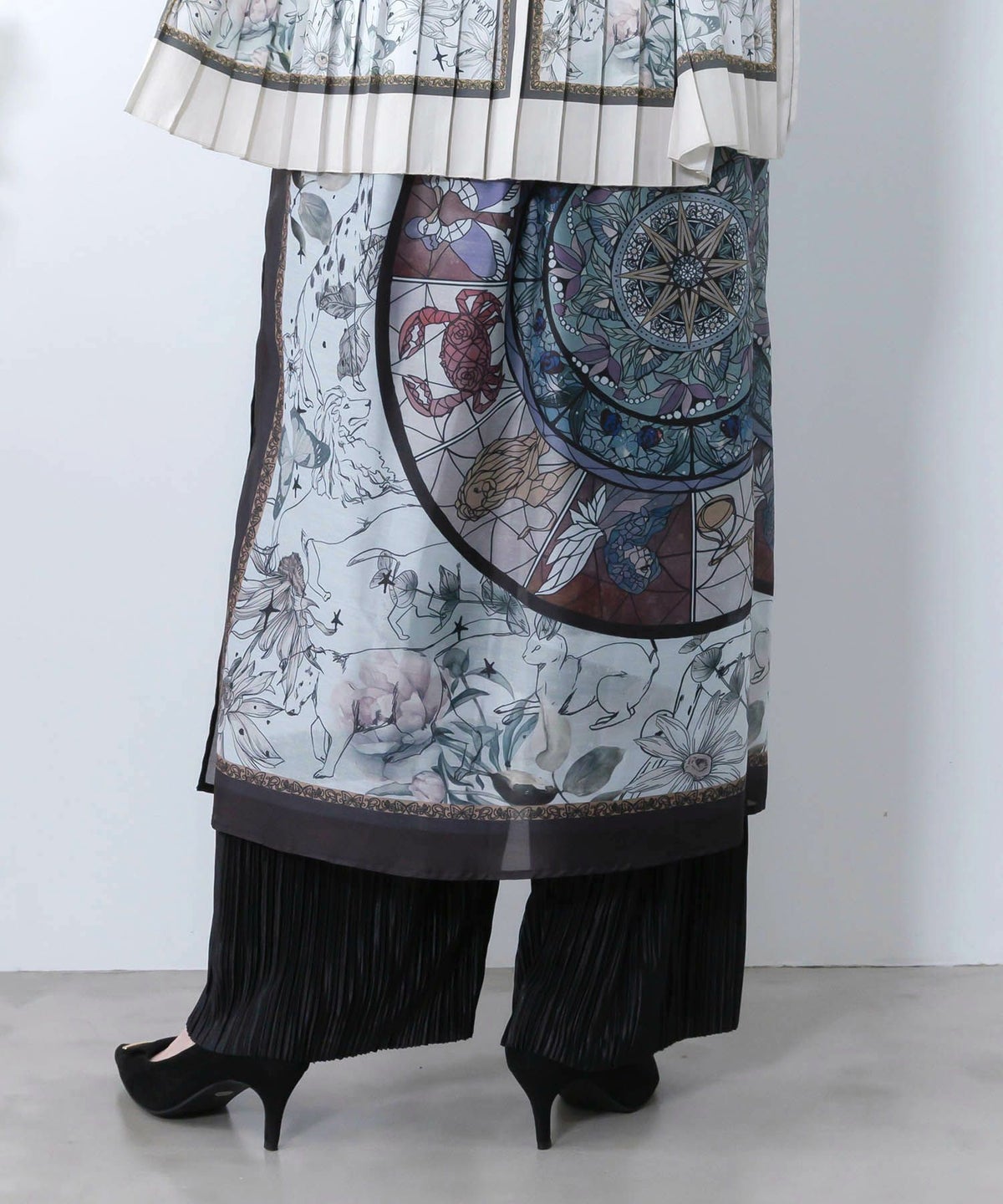 星座ステンドグラス柄シアー×ボドレー素材パンツ-5