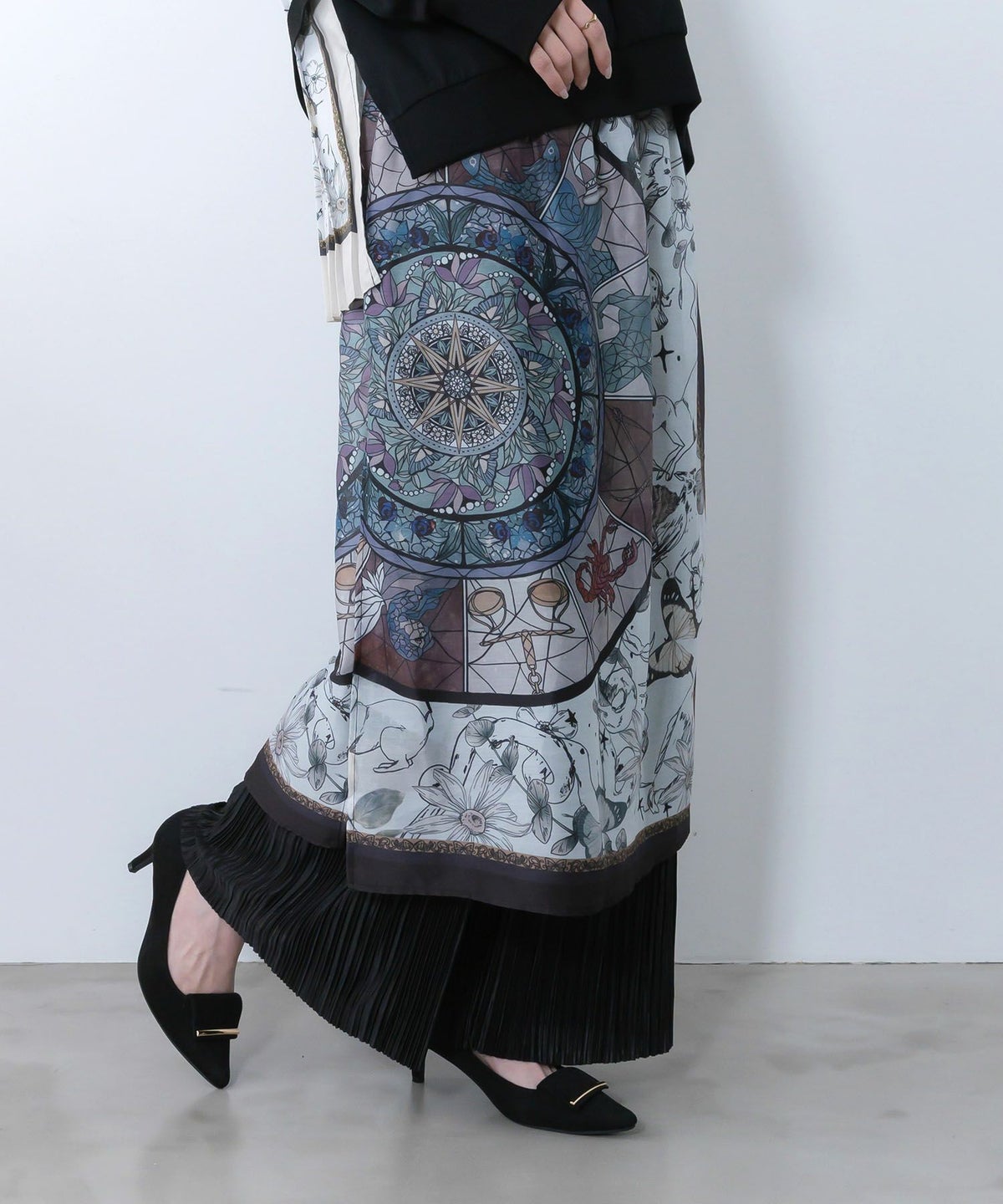 星座ステンドグラス柄シアー×ボドレー素材パンツ-6