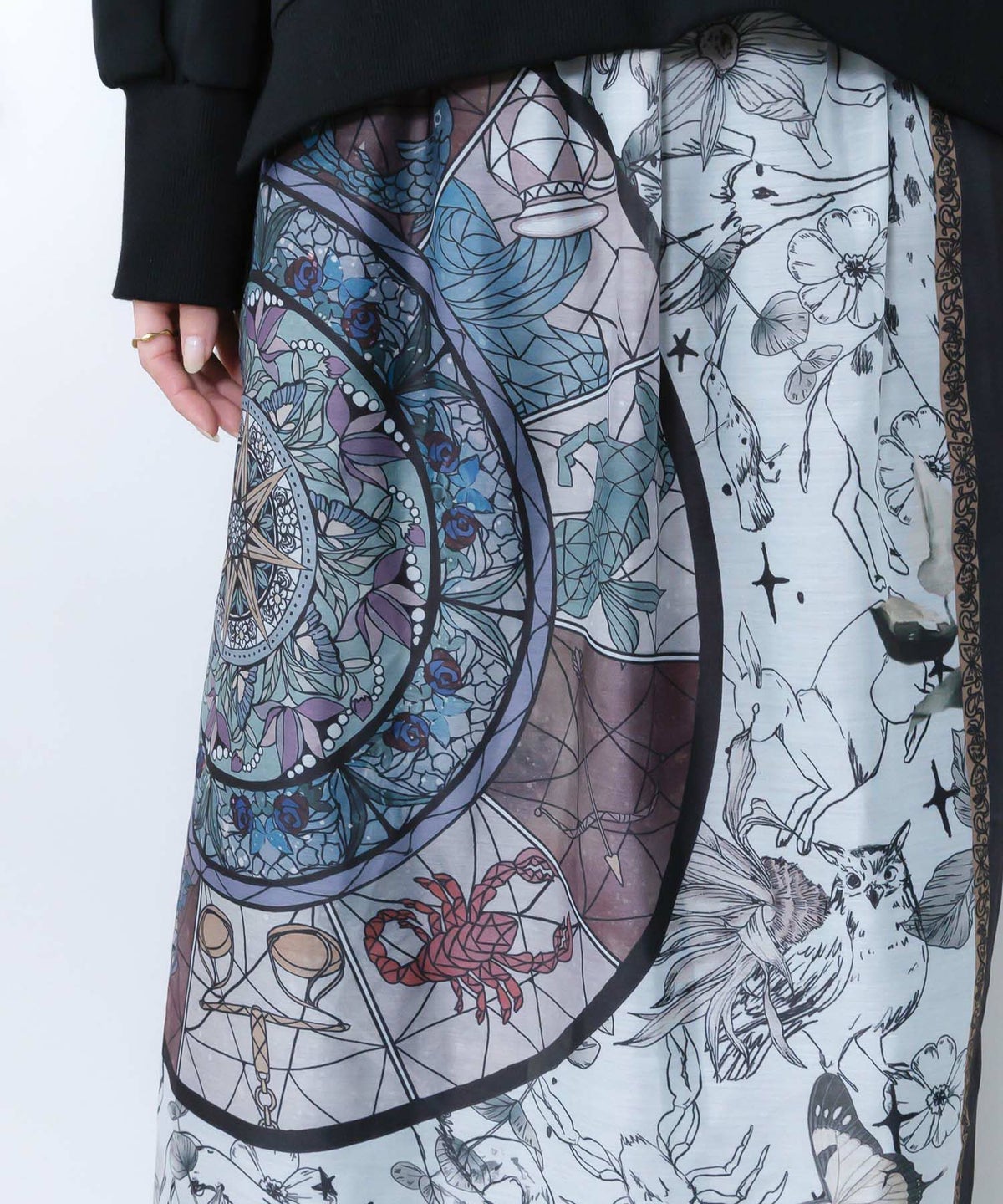 星座ステンドグラス柄シアー×ボドレー素材パンツ-8