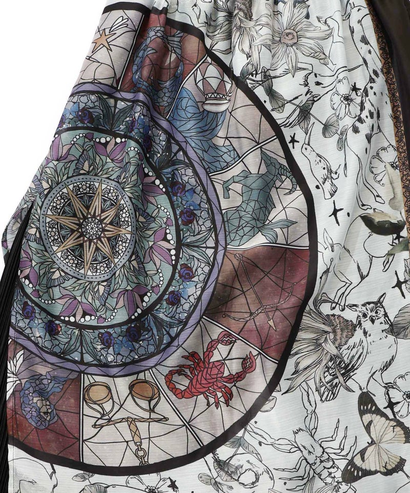 星座ステンドグラス柄シアー×ボドレー素材パンツ-11