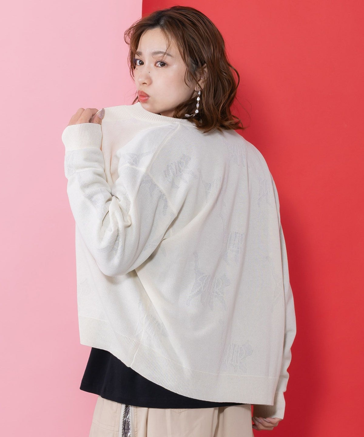 ネコスカラーUVジャガードカーディガン-11