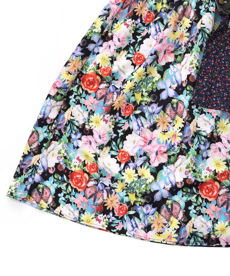 デニム×パッチワーク風 異素材切替2wayスカート-20