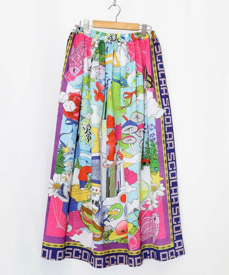 レトロスカーフ柄ワッシャー加工スカート-12