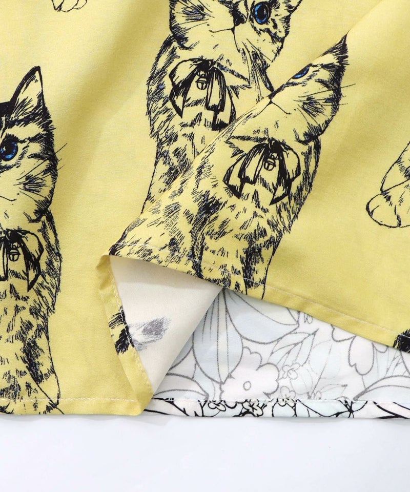 パッチワーク風総柄シャツワンピース-21