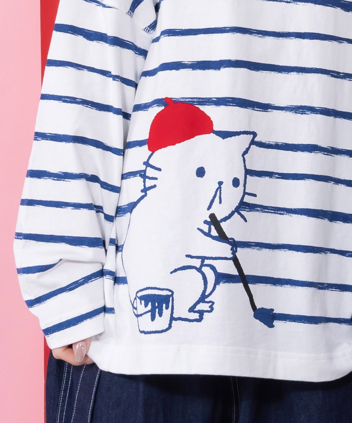 画家ネコボーダーTシャツ-6