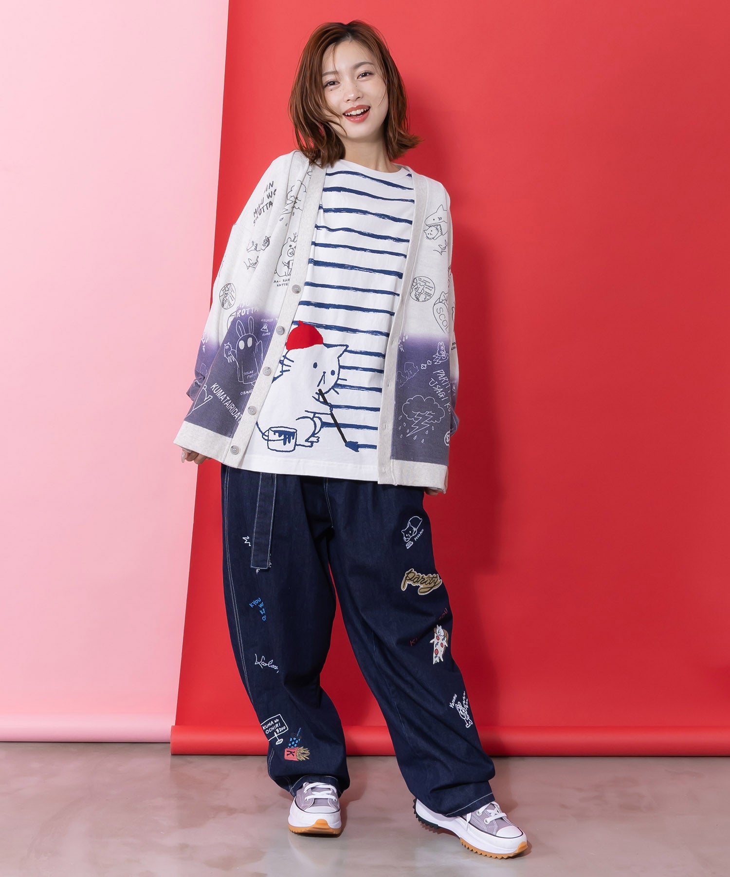 361113：画家ネコボーダーTシャツの通販-ScoLar