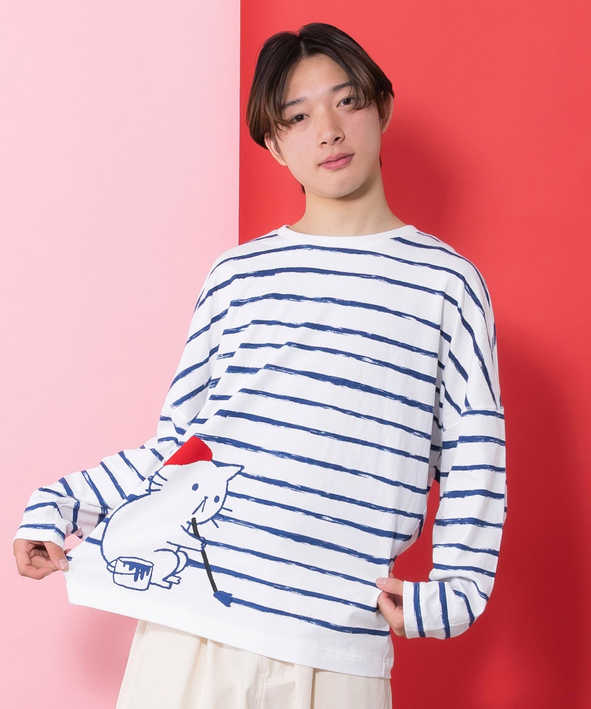 画家ネコボーダーTシャツ-9