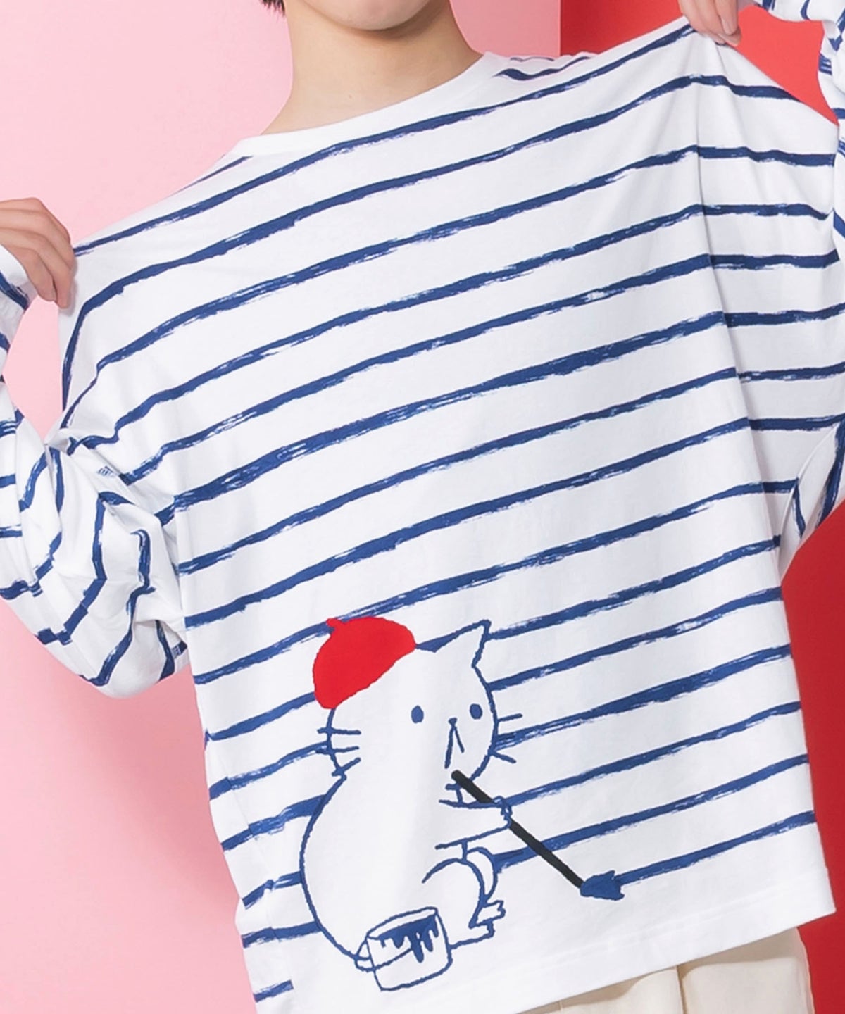 画家ネコボーダーTシャツ-13