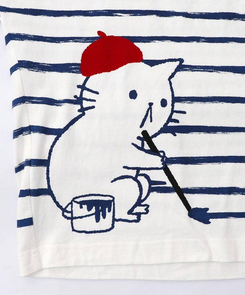 画家ネコボーダーTシャツ-16