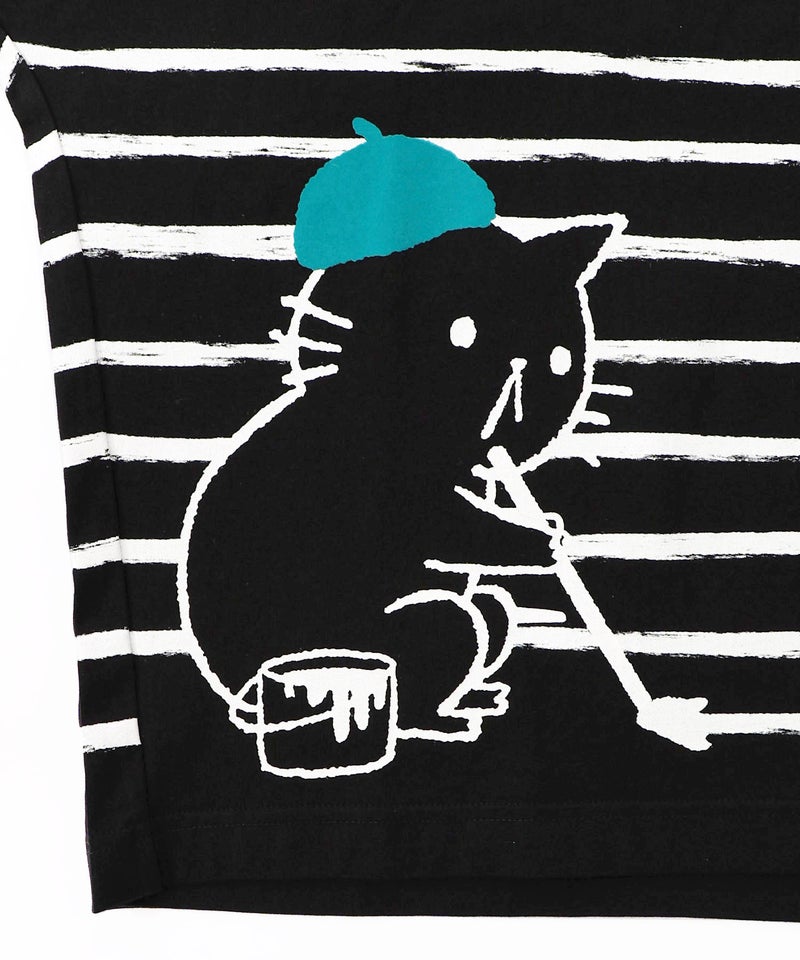 画家ネコボーダーTシャツ-19