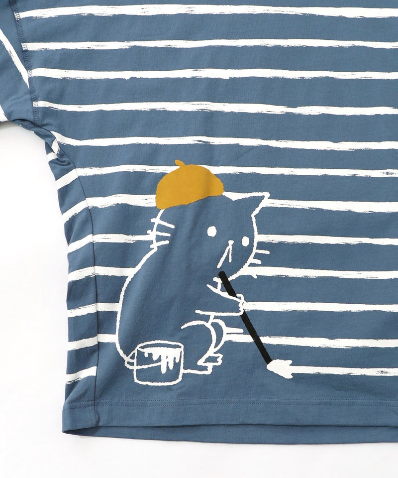 画家ネコボーダーTシャツ-25