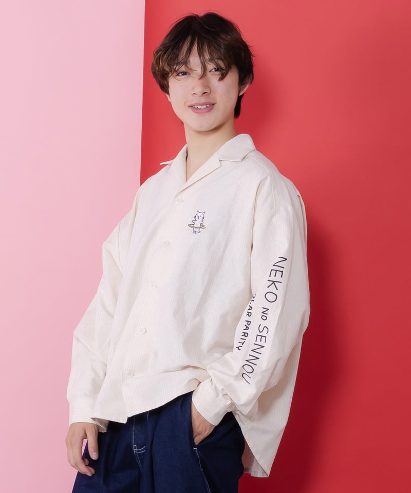 ネコの洗脳×ストライプ柄シャツ-11