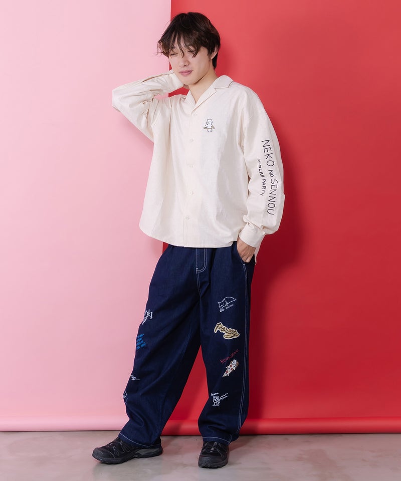 ネコの洗脳×ストライプ柄シャツ-12